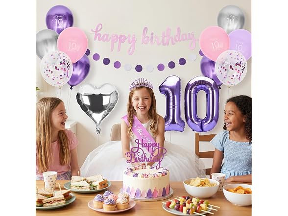 Bafei 10th Birthday Decor Kit Purple/Pink