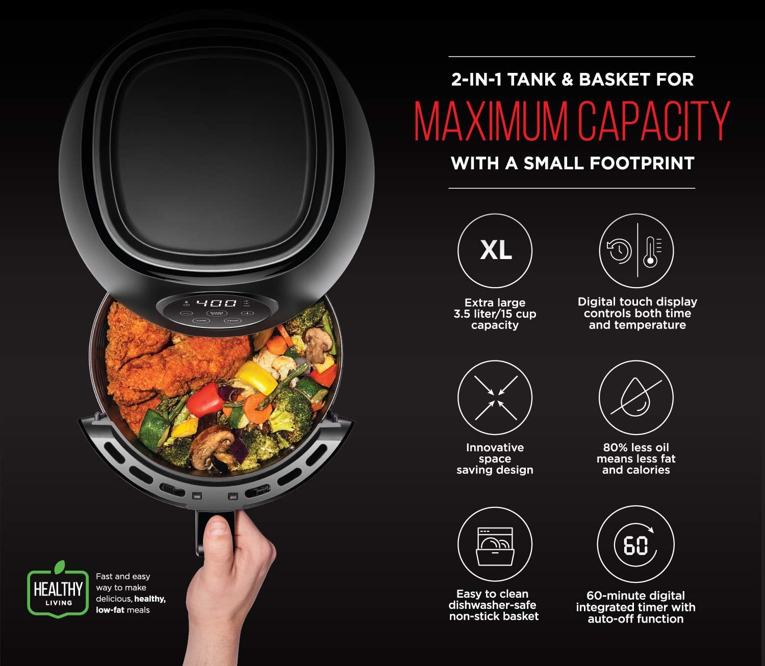 CHEFMAN Small Air Fryer, 3.6 Qt - Gallery 12