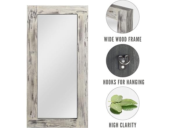 KIAYACI Over Sized Floor Mirror Wood Frame 71" x 32"