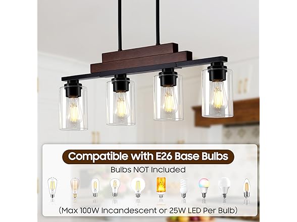 4-Light Linear Chandelier, Matte Black Pendant