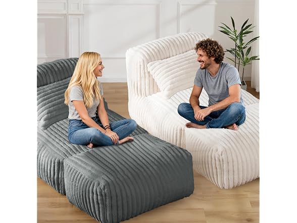 Big Bean Bag Lounger Sofa with Pillow
