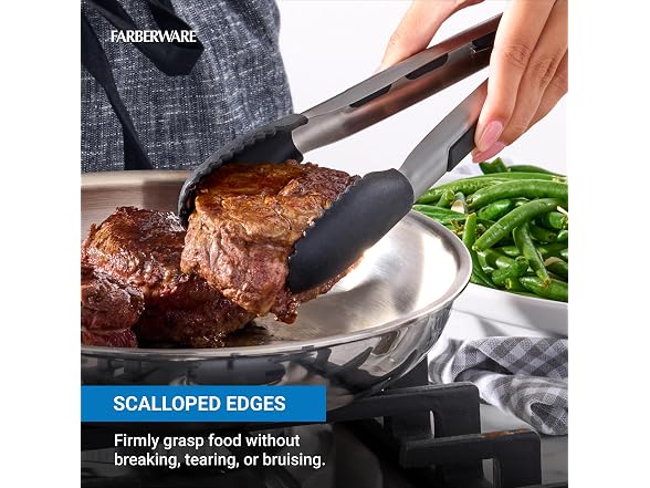 Farberware Pro 9 Inch Silicone Head Locking Kitchen Tongs 