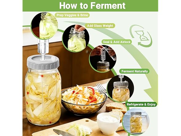 Icefun 4-Pack Mason Jar Fermentation Kit