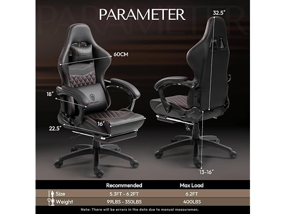 Dowinx Big & Tall Vintage Gaming Chair Black