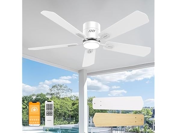 DAMINY 52In 5 Blades White Ceiling Fan