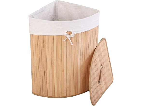 Julimoon Bamboo Laundry Hamper with Lid, Beige