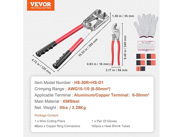 VEVOR Battery Cable Lug Crimping Tool