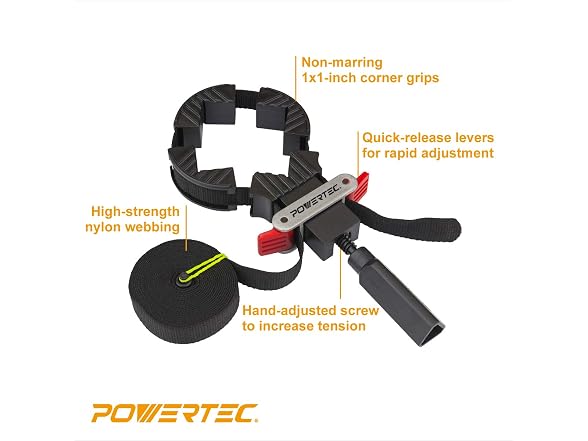 POWERTEC Strap Clamps for Woodworking