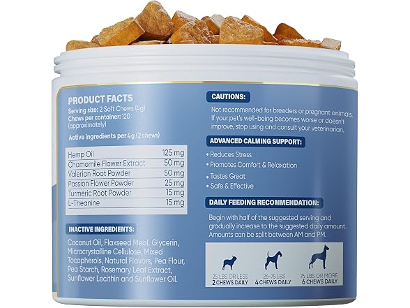 Natural Calming Chews for Dogs with Hemp Oil