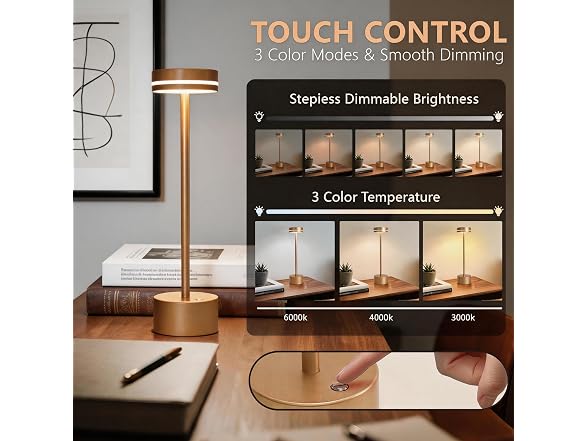 2 Pack Cordless Table Lamps, 5000 mAh