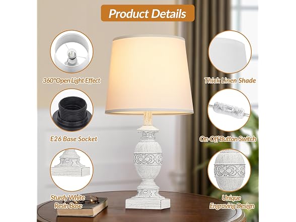 Kondras White 19'' Table Lamp Set of 2