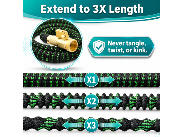 100ft Expandable Garden Hose w/ Nozzle