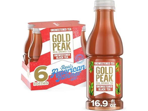 6PK Gold Peak Tea, Unsweet Tea, 16.9 fl oz