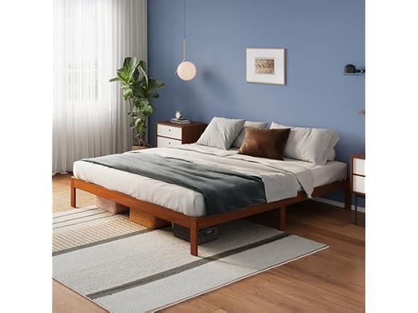 Avenco Solid Wood Platform Bed Frame with Headboard