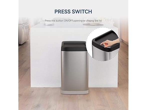 ELLO&ALLO 50 Liter 13 Gallon Touchless Trash Can