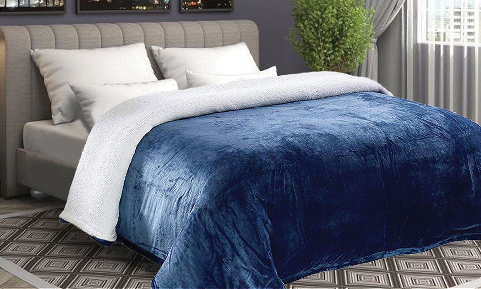Lightweight Sherpa Fleece Throw Blanket - Gallery 4