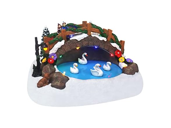 Swimming Swans Christmas Village
