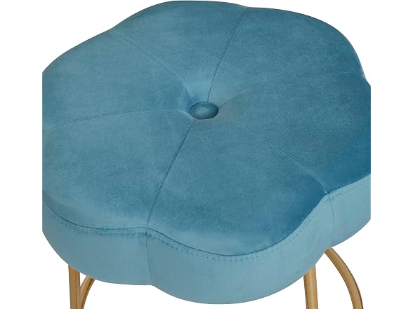 Linon Talulah Light Blue and Gold Vanity and Accent Stool