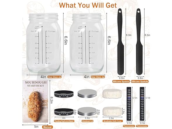 ROLIOUMEN Sourdough Starter Kit, 34oz
