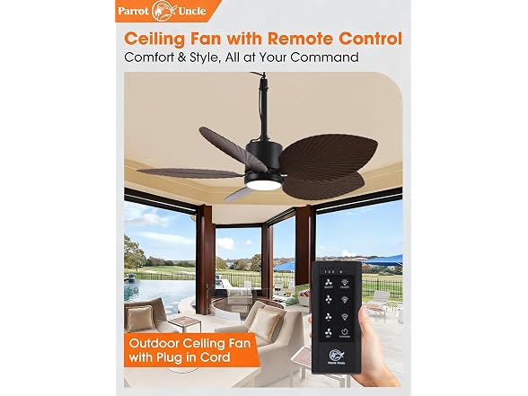 Parrot Uncle 42 Inch Outdoor Palm Leaf Ceiling Fan