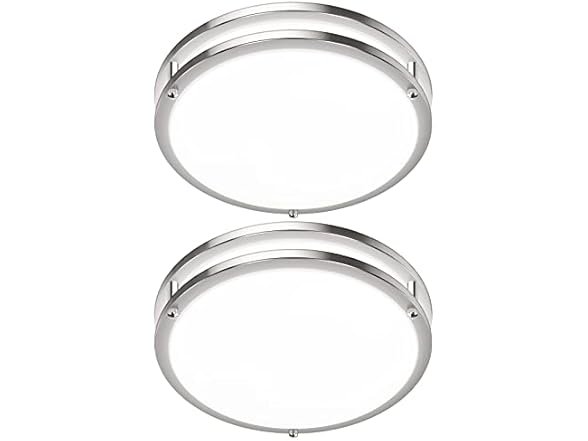 GoBright 2Pk 12" LED Ceiling Light, Nickel