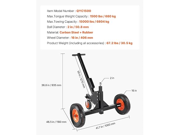Trailer Dolly, 1500lbs Tongue Weight