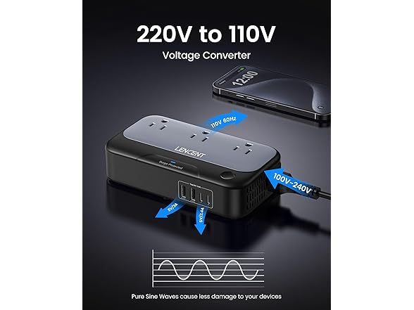 220V to 110V Voltage Converter 250W