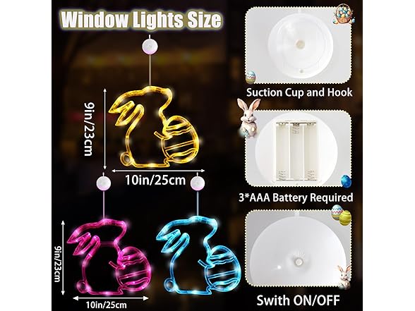 Easter Window Lights Hanging Bunny