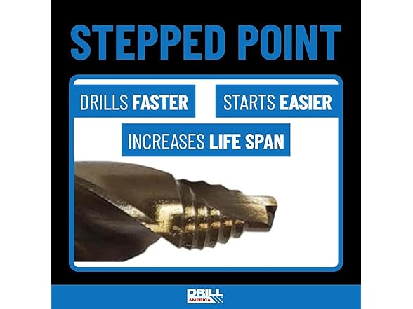 Drill America POUGSC3 3 Piece Cobalt Stepped Point Drill Bit Sample Kit