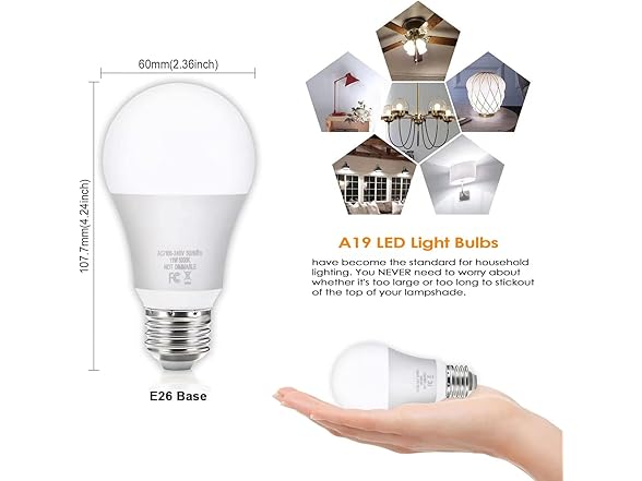 Yochoice 12Pack A19 LED Light Bulbs 100 Watt Equivalent