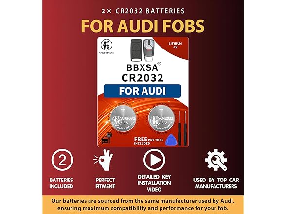 BBXSA Key Fob Replacement Batteries for Audi (