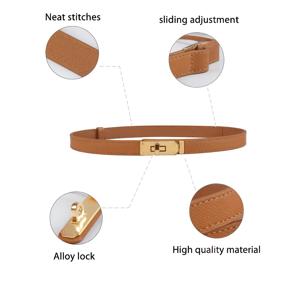 Womens Skinny Leather Adjustable Belt - Gallery 16