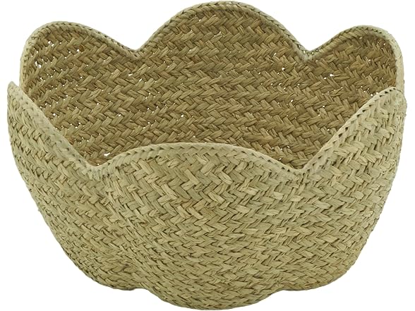 SARO LIFESTYLE Scalloped Seagrass Storage Baskets (Set of 3) 