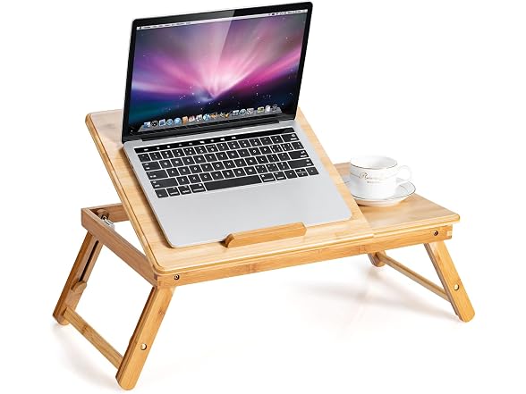 Tangkula 100% Bamboo Laptop Desk