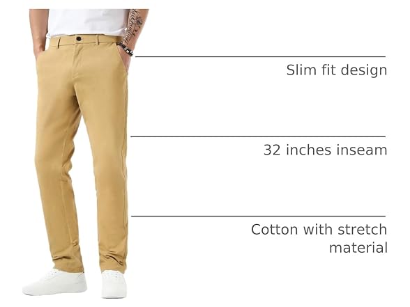 Plaid&Plain Men (31W x 28L) Slim Pants Men's Pants
