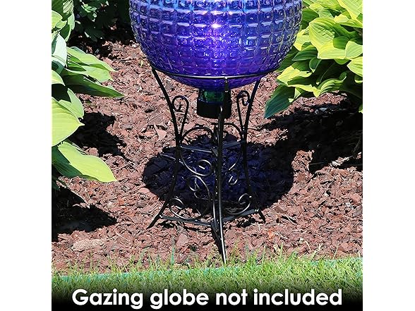 Sunnydaze Black Steel Gazing Ball Stand Black Scroll