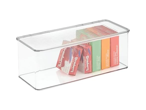 iDesign Plastic Stackable Hinged-Lid Storage Box Clear