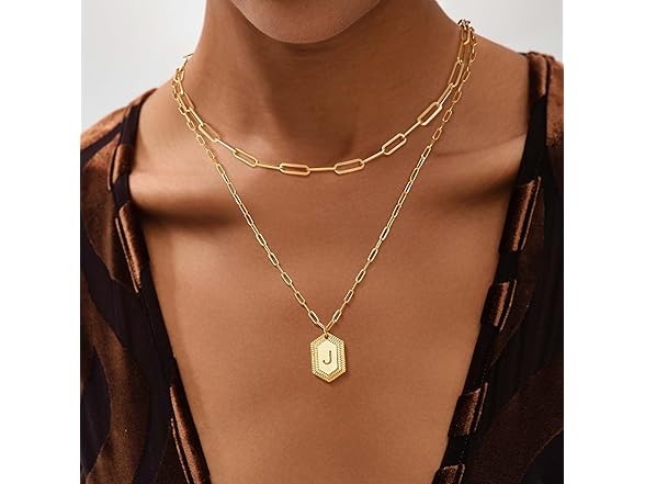 MEVECCO Dainty Gold Initial Necklace (K)