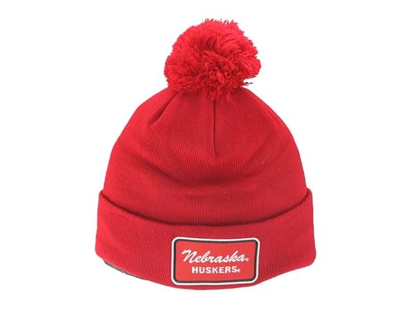 HUSKERS Pom Beanie Patch Brick Team
