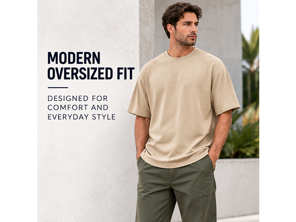 5Pk Mens Waffle Knit Drop Shoulder Tee
