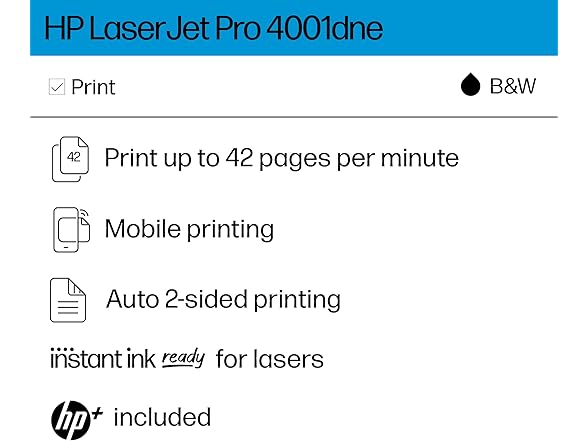 HP LaserJet Pro 4001dne Black & White Printer
