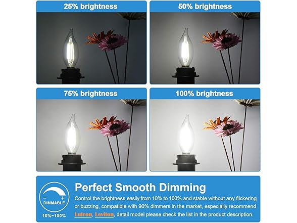 TOBUSA Dimmable E12 Candelabra LED Bulbs, 60W, 6PK