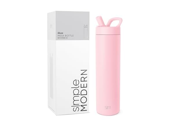 Simple Modern Water Bottle with Straw lid 24oz, Blush