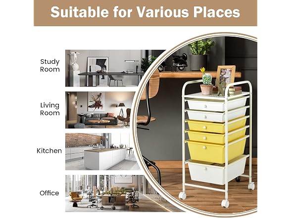 CLEEMAN 6-Tier Rolling Cart with Drawers