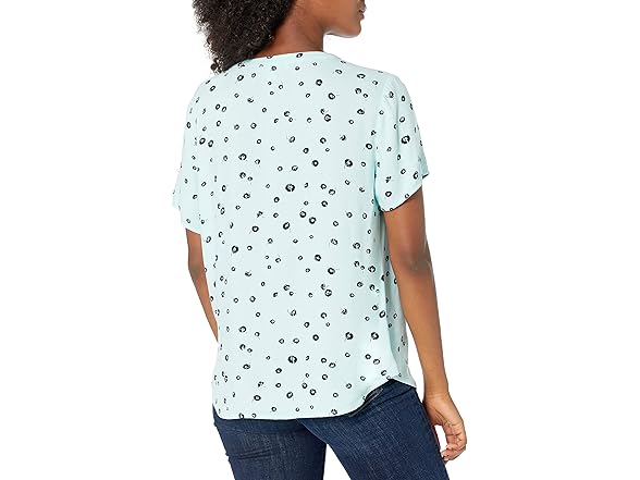 Amazon Essentials Women (L) Blouse Aqua Blue Poppy