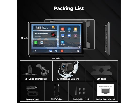 Volam 9" Carplay 1080P Backup Screen