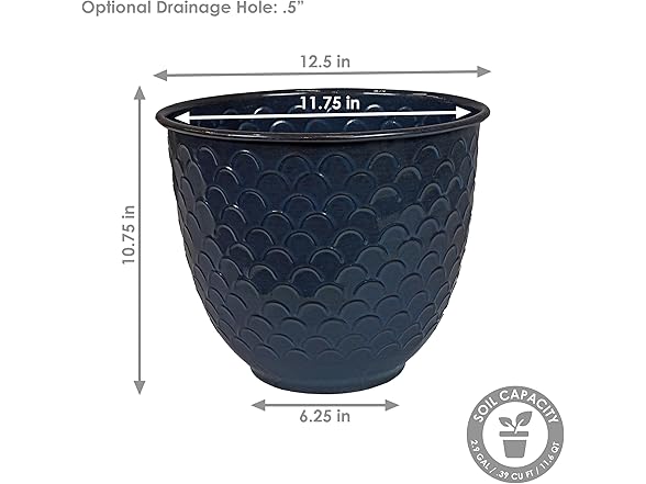 Sunnydaze Dinah 12.5" Metal Outdoor Plant Pot Set