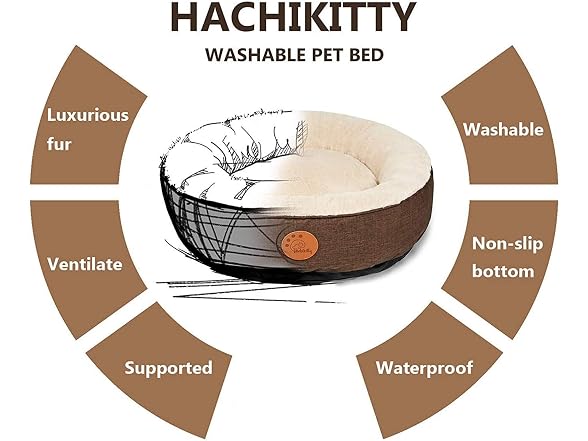 HachiKitty Washable Donut Cat Bed - Round