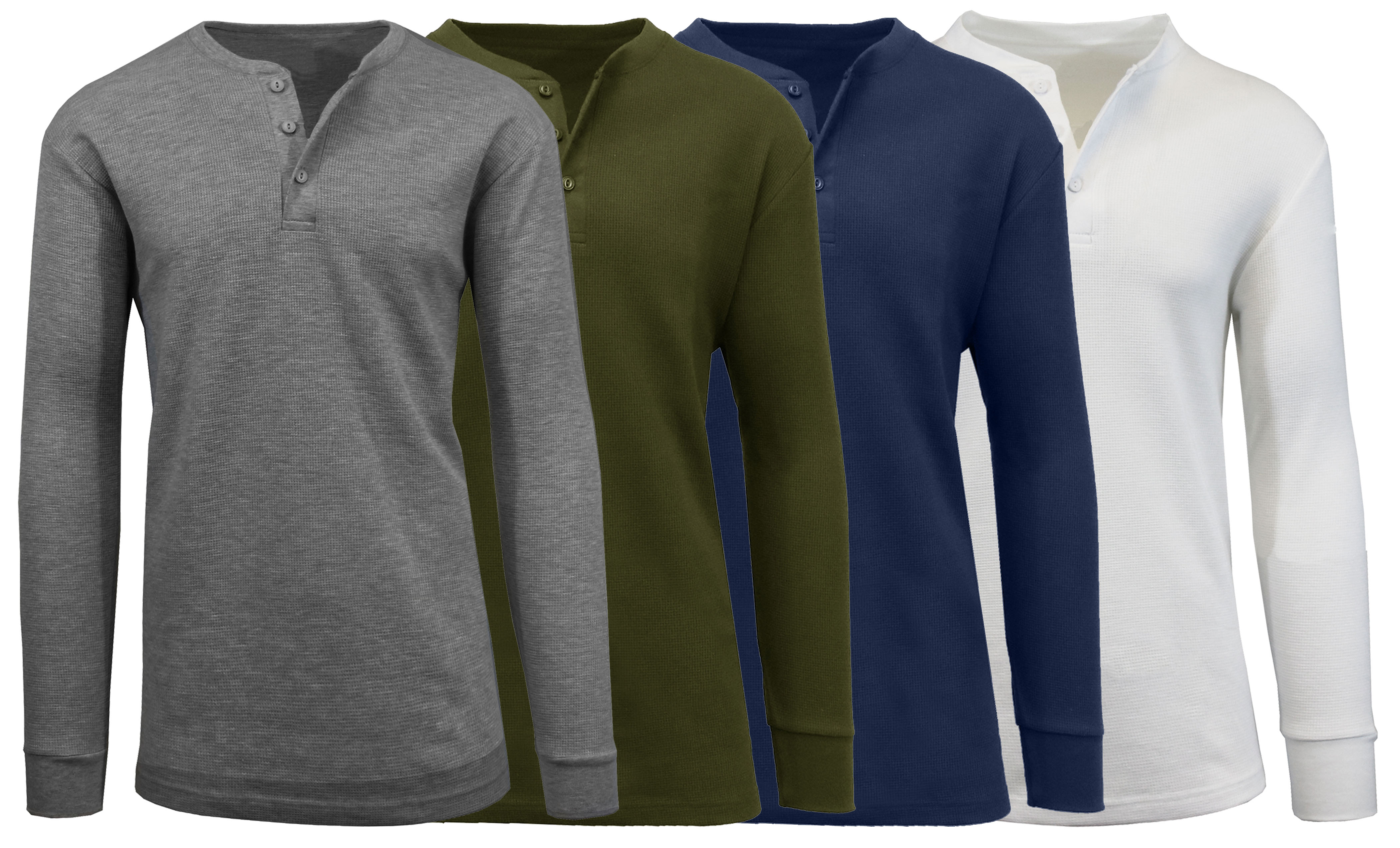 4Pk Mens Waffle-Knit Henley Thermal - Gallery 16