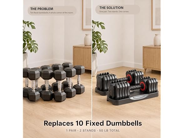 VEICK 2 Set 25 lb Adjustable Dumbbell Set